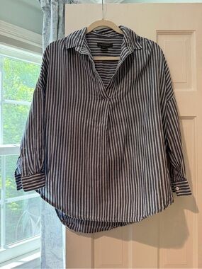 French Connection Navy & White Striped Shirt